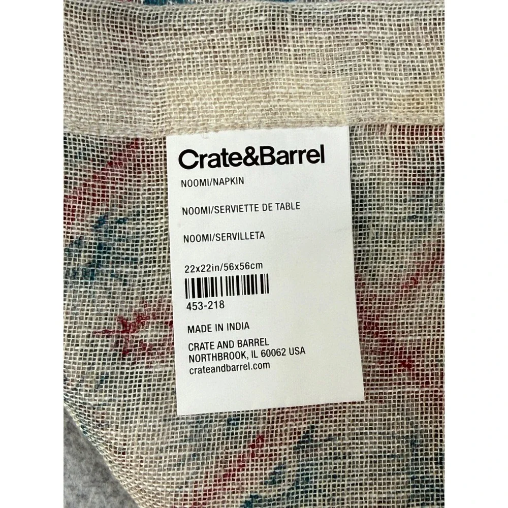Crate & Barrel Printed Napkin 22x22 Linen